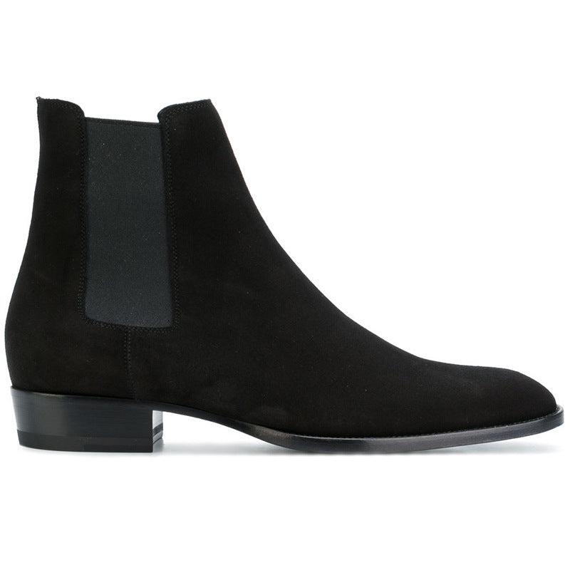 "Cefalù" Bottes Chelsea pour homme en cuir véritable avec bout amande et élastique latérale