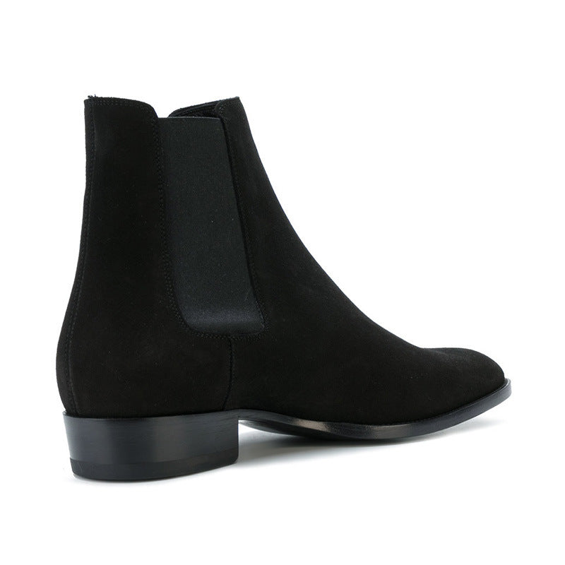 "Cefalù" Bottes Chelsea pour homme en cuir véritable avec bout amande et élastique latérale