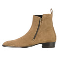 Bottes kaki homme à talon carré avec fermeture éclair extérieure