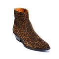 Bottes léopard en cuir véritable à bout pointu avec fermeture éclair extérieure, vue latéral