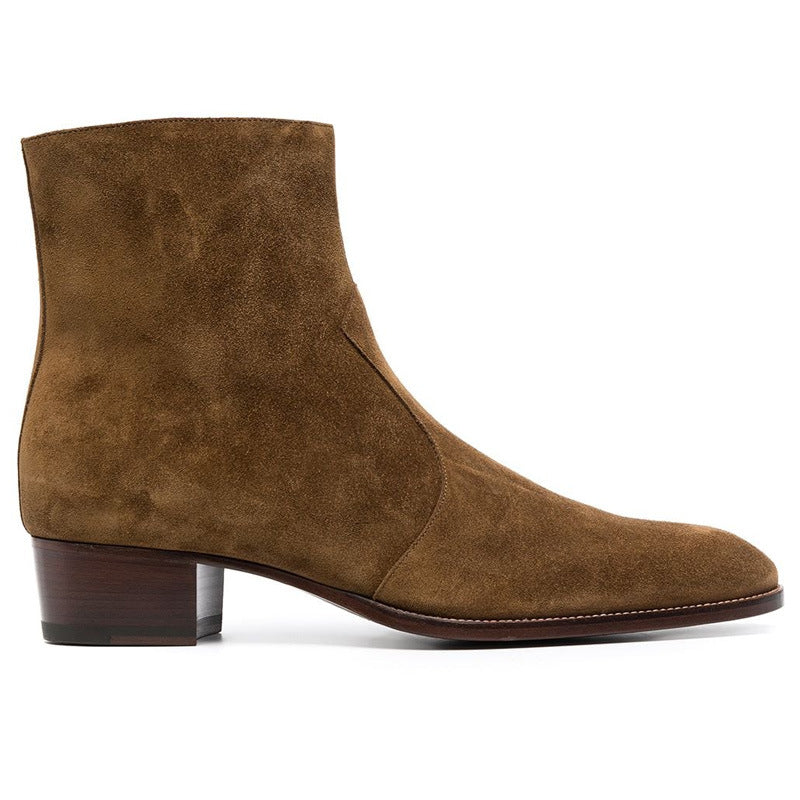 Bottes zippées à bout amande et talon moyen, vue de coté