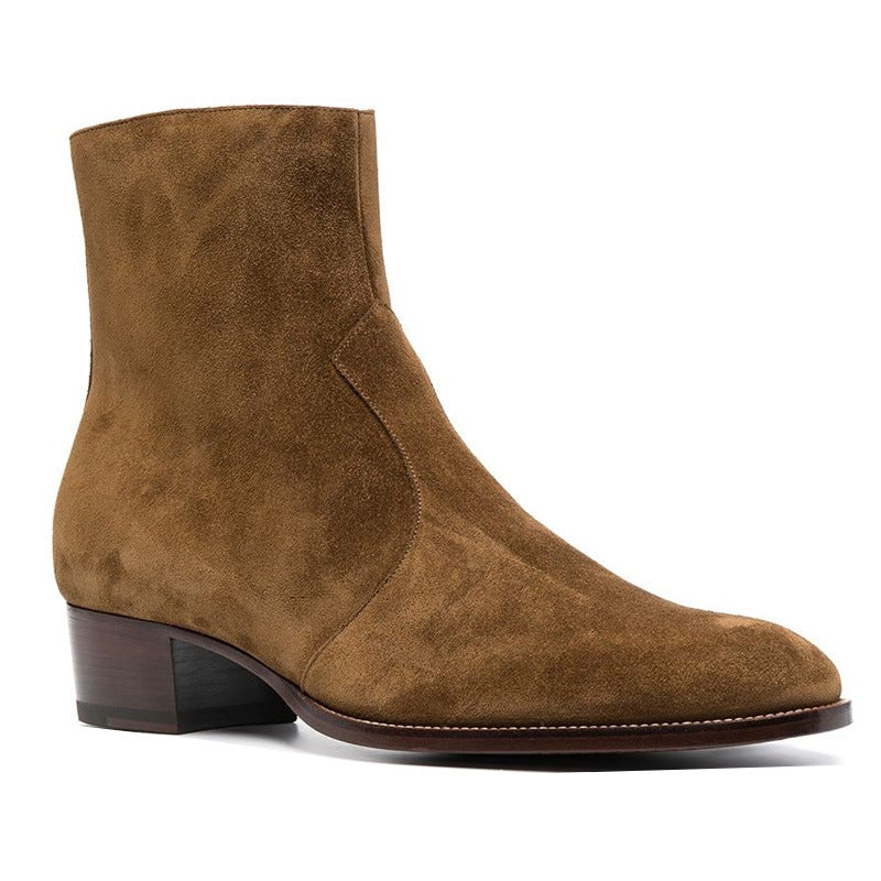Bottes zippées à bout amande et talon moyen, vue latéral