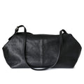 Grand sac unisex en cuir de vachette tanné végétal, taille petits et grands, coloris noir, vue frontale
