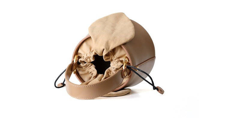 "Gubbio" Mini sac seau femme en cuir vachette véritable – Porté épaule