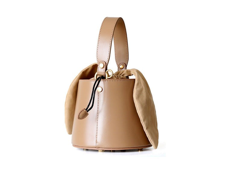 "Gubbio" Mini sac seau femme en cuir vachette véritable – Porté épaule