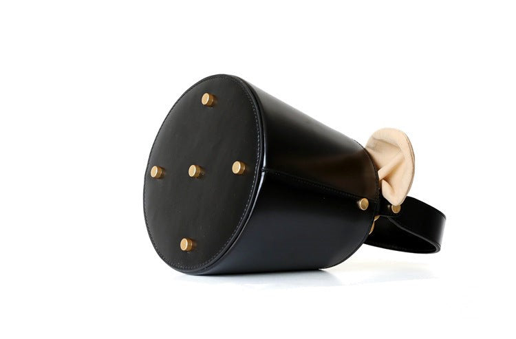 "Gubbio" Mini sac seau femme en cuir vachette véritable – Porté épaule
