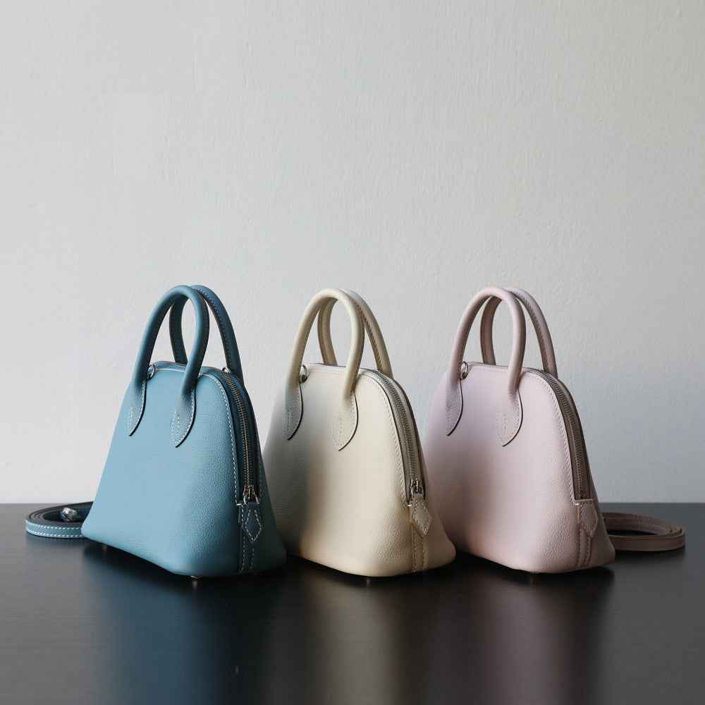 "Monterosso" Sac bowling femme en cuir vachette pleine fleur