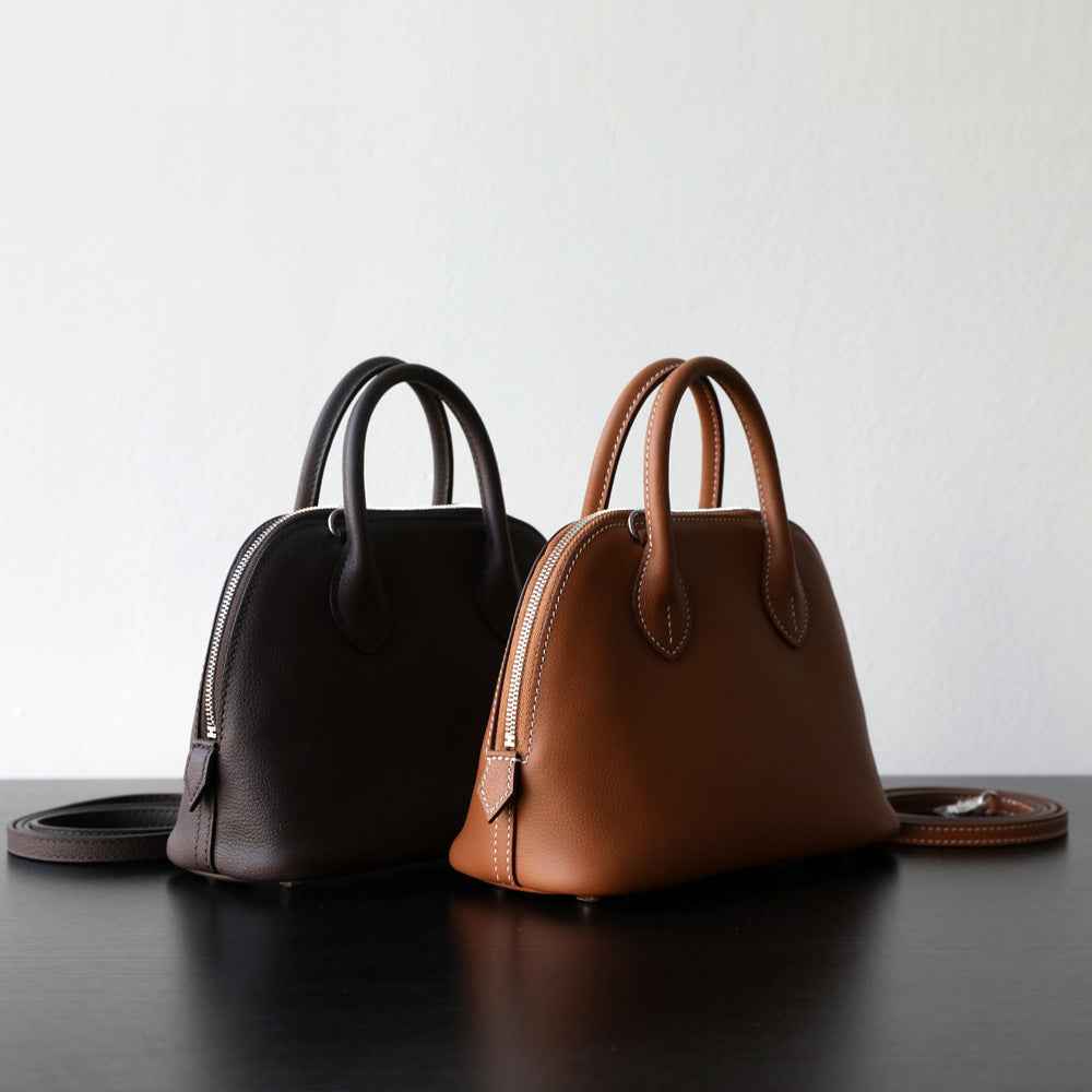 "Monterosso" Sac bowling femme en cuir vachette pleine fleur