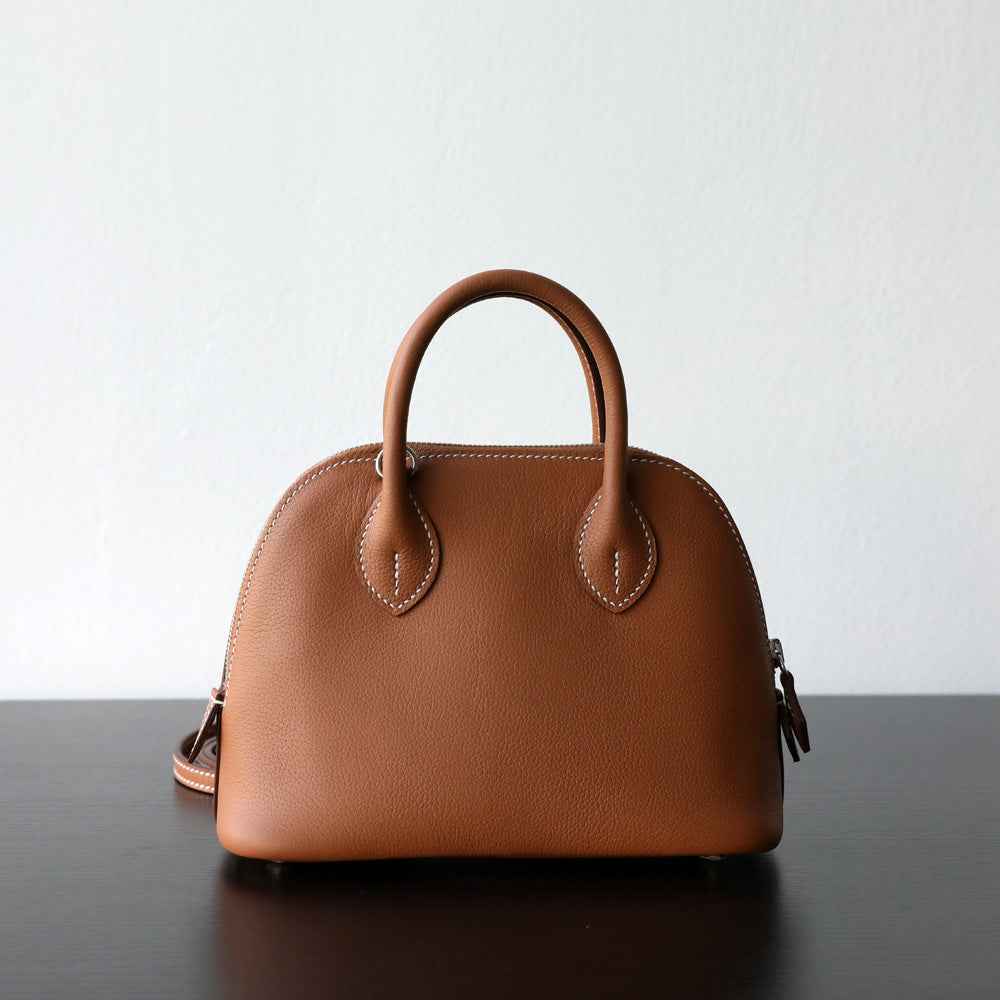 "Monterosso" Sac bowling femme en cuir vachette pleine fleur