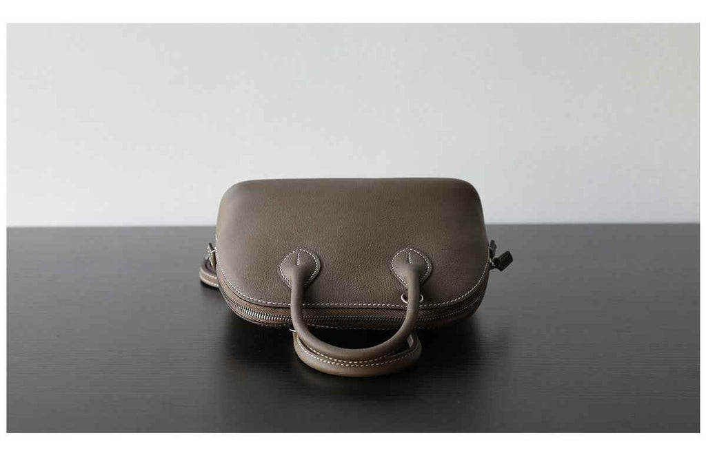 "Monterosso" Sac bowling femme en cuir vachette pleine fleur