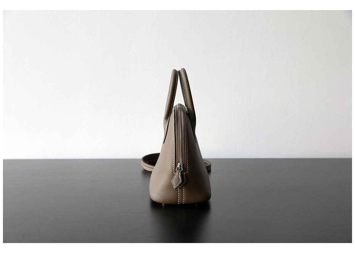 "Monterosso" Sac bowling femme en cuir vachette pleine fleur