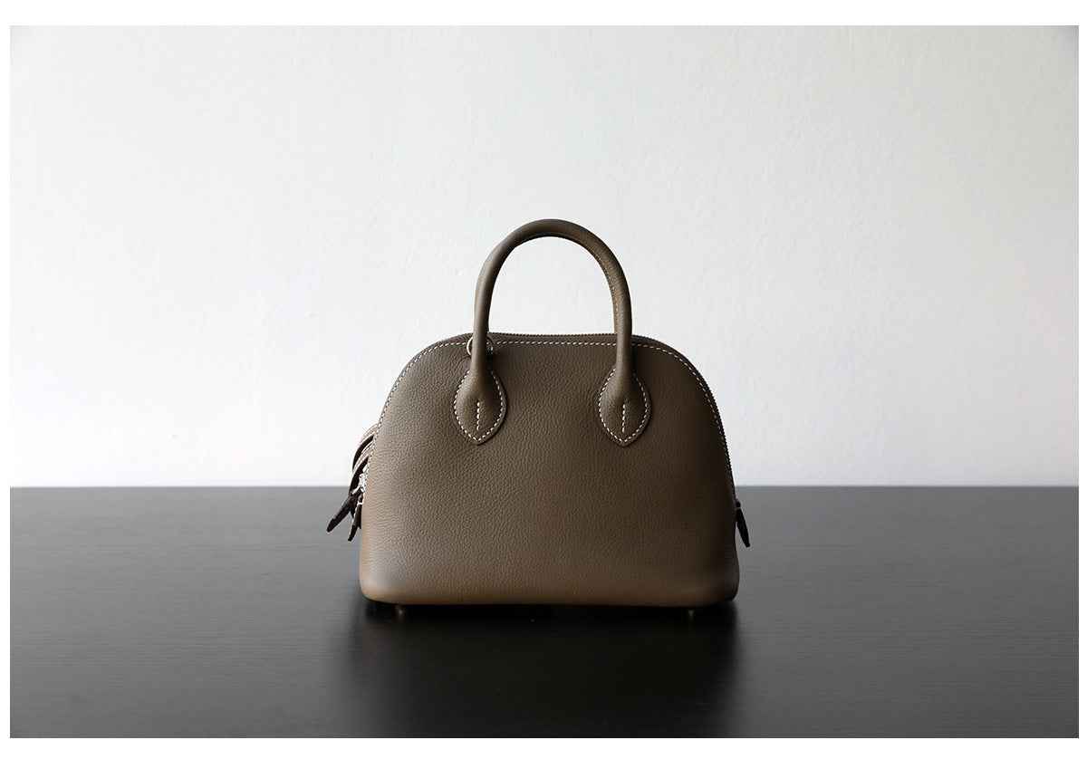 "Monterosso" Sac bowling femme en cuir vachette pleine fleur