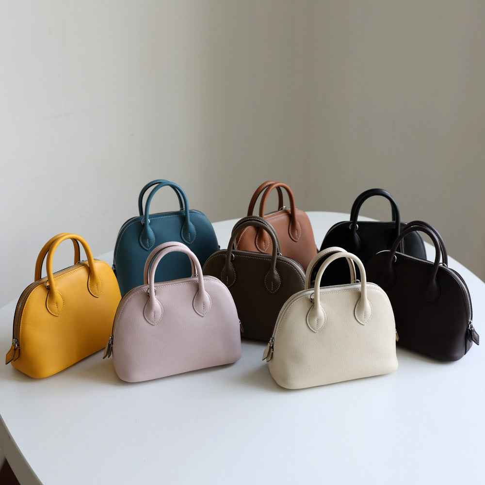 "Monterosso" Sac bowling femme en cuir vachette pleine fleur