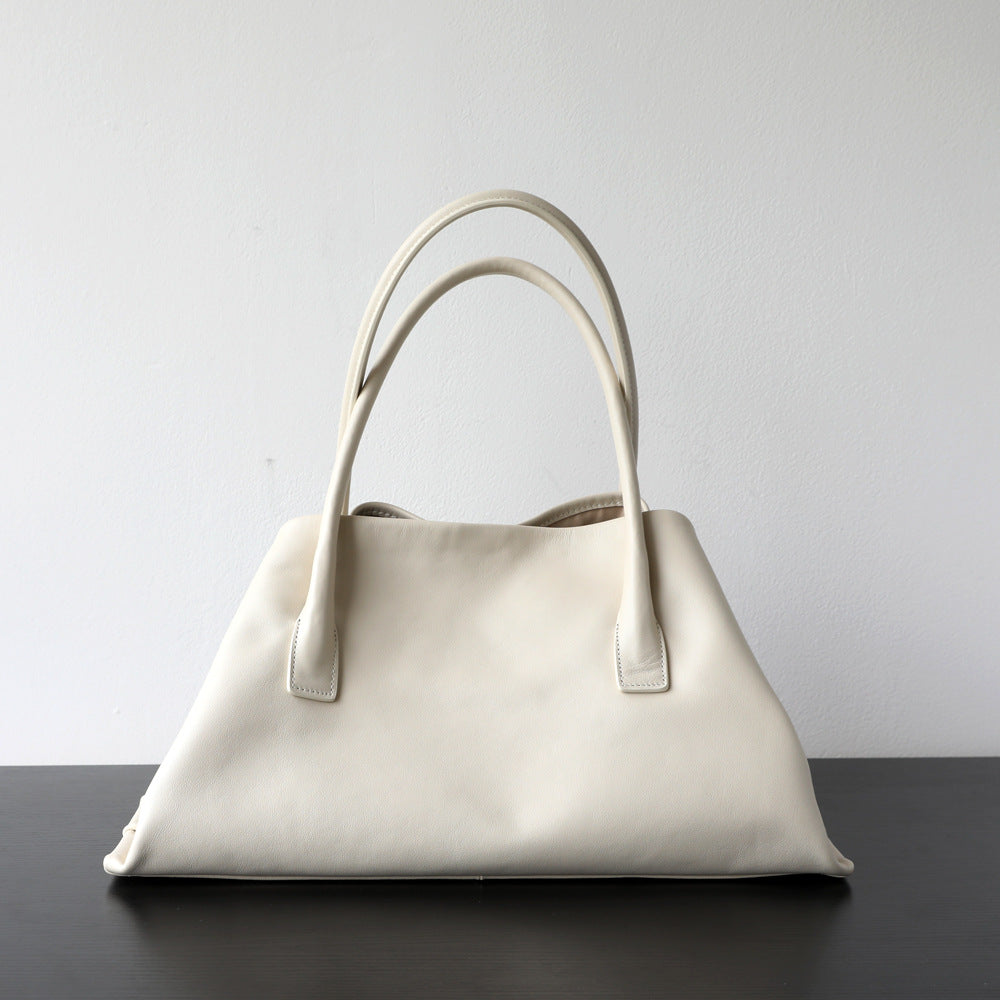 Sac cabas en cuir de vachette pleine fleur, grand sac à main pour femme, coloris  blanc – vue de coté