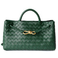 Sac cabas en cuir tressé pour femme, coloris vert foncé, vue frontale