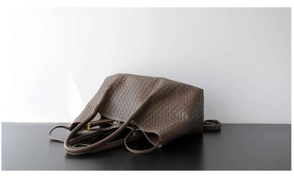 "Montefioralle" Sac fourre-tout en cuir tressé porté épaule