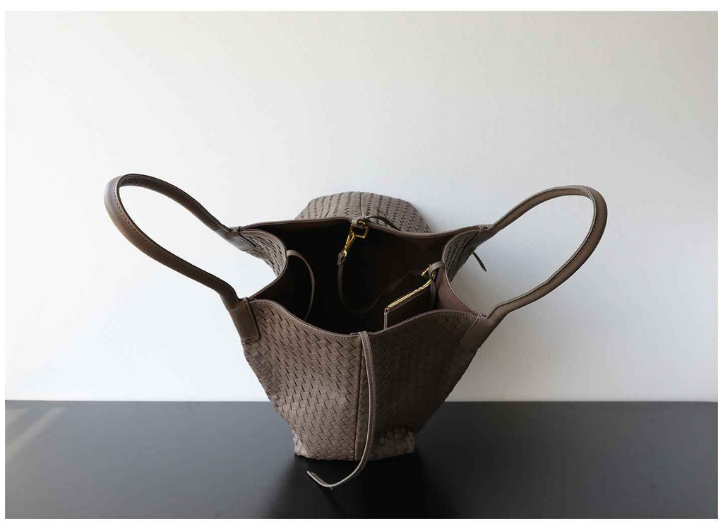 "Montefioralle" Sac fourre-tout en cuir tressé porté épaule