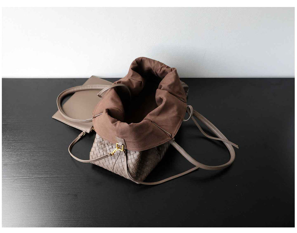 "Montefioralle" Sac fourre-tout en cuir tressé porté épaule