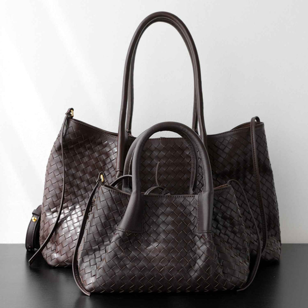 "Montefioralle" Sac fourre-tout en cuir tressé porté épaule