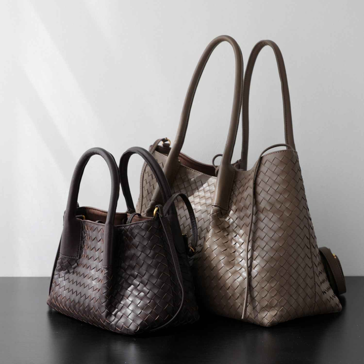 "Montefioralle" Sac fourre-tout en cuir tressé porté épaule