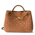 Sac cabas femme en cuir tressé haut de gamme, coloris brun, vue frontale