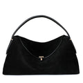 Sac en daim en cuir véritable de vachette, coloris noir, vue frontale