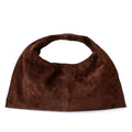Sac à main en daim en cuir véritable pour femme, coloris café, vue frontale