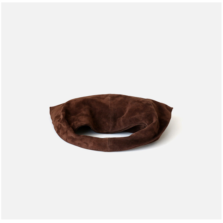 Sac à main en daim en cuir véritable pour femme, coloris café, vue frontale .