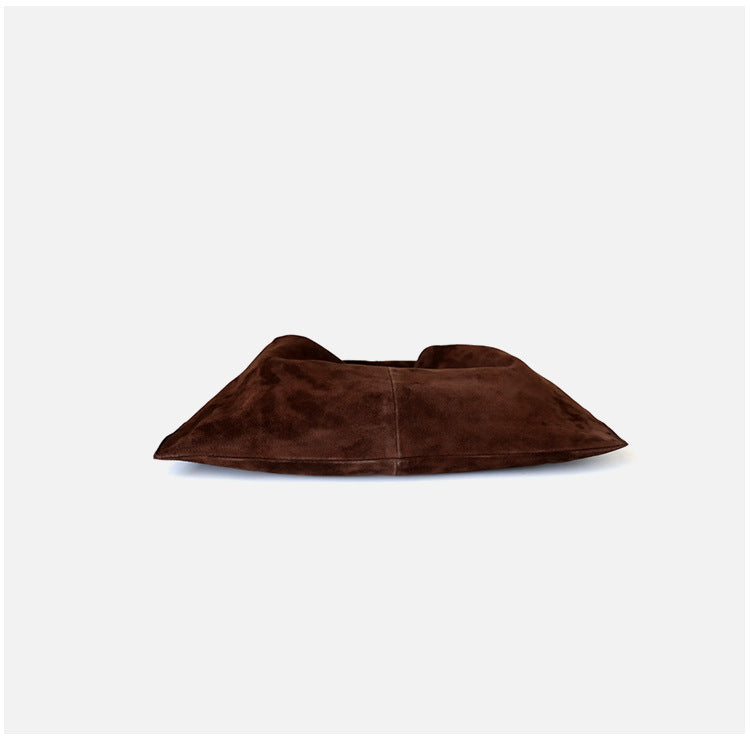 Sac à main en daim en cuir véritable pour femme, coloris café, vue frontale de dos