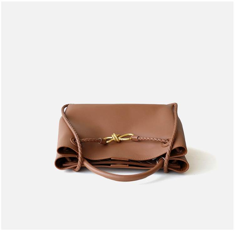 Sac à main femme en cuir de vachette – Grand sac cabas intemporel, taille petit, coloris caramel, vue en dos
