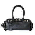 Sac à main femme en cuir de vachette tanné végétal – Sac baguette, coloris noir, vue frontale