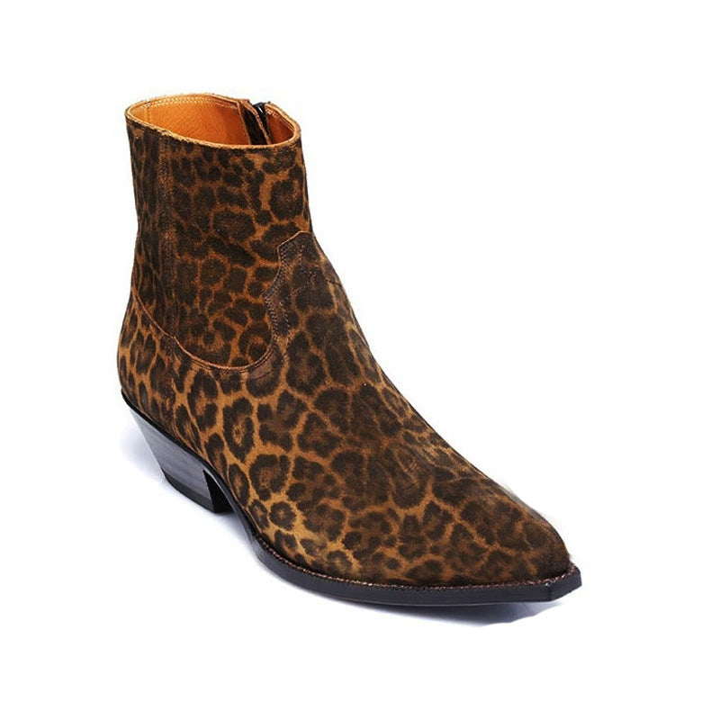 bottes santiag en crin cheval , coloris léopard, vue latéral de l'avant.