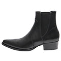 "Trani" Bottes chelsea noir en cuir vachette véritable à bout pointu et talon cubain