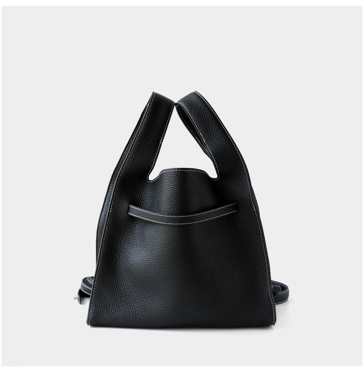sSac panier en cuir de vachette, coloris noir, vue de dos