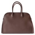 sac à main en cuir vachette, coloris brun foncé, vue frontale.