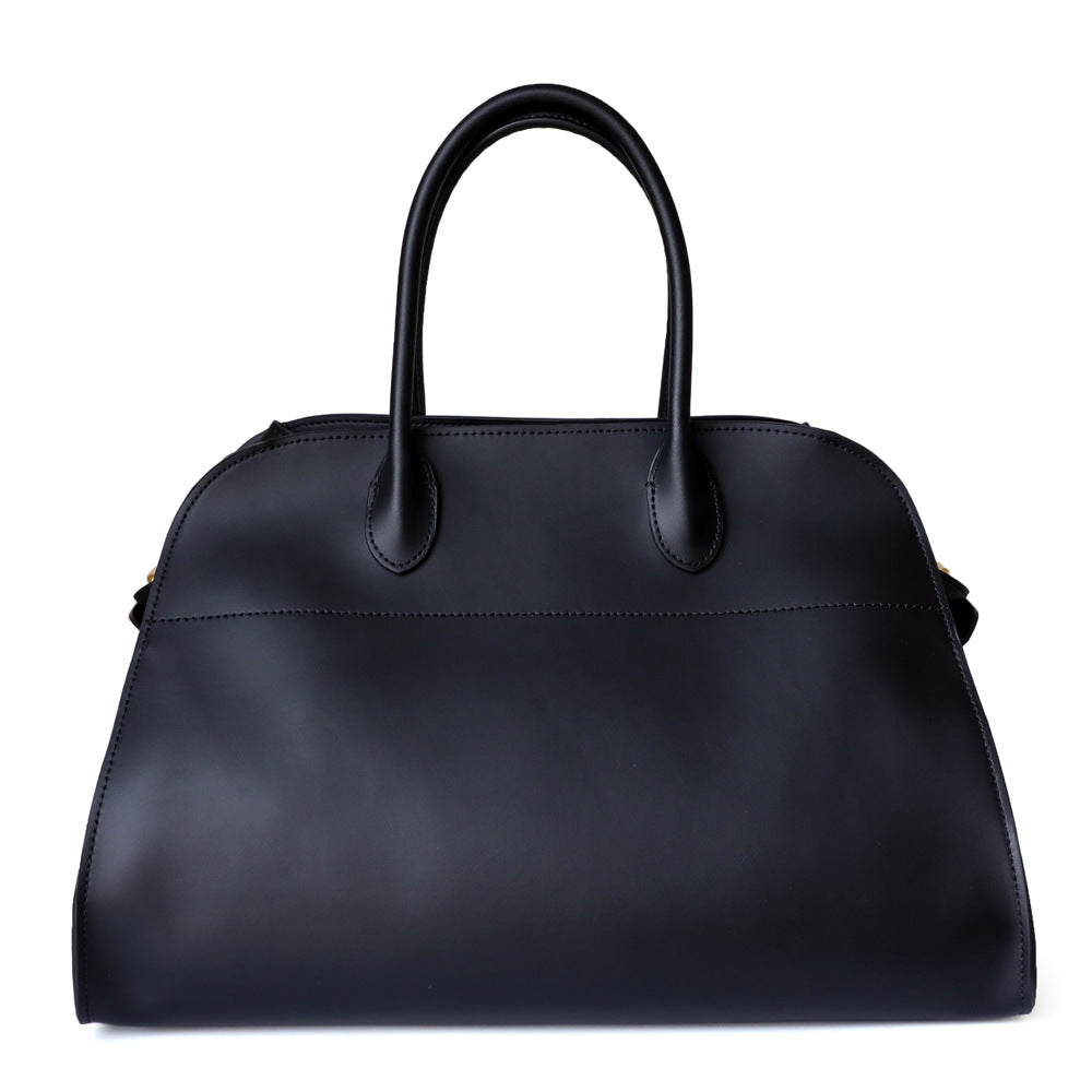 sac à main en cuir vachette, coloris noir, vue de face