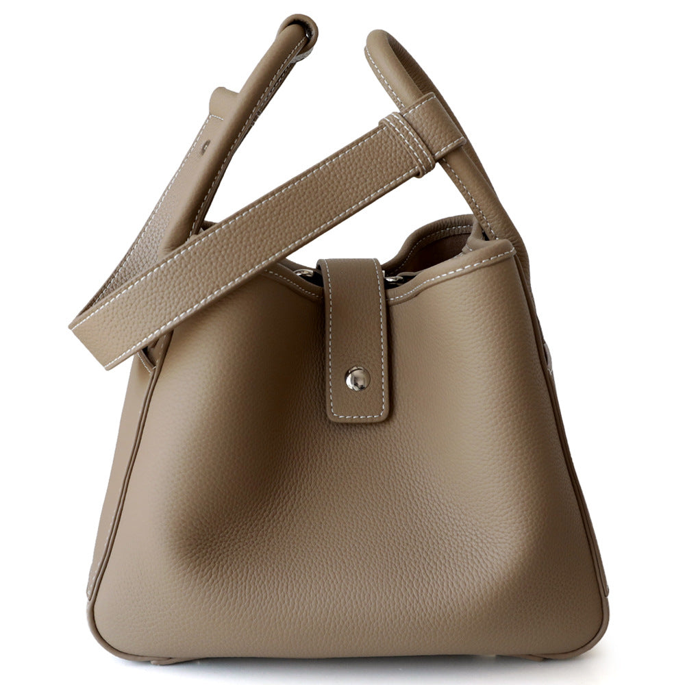 "Assisi" Sac seau femme en cuir de vachette pleine fleur nude